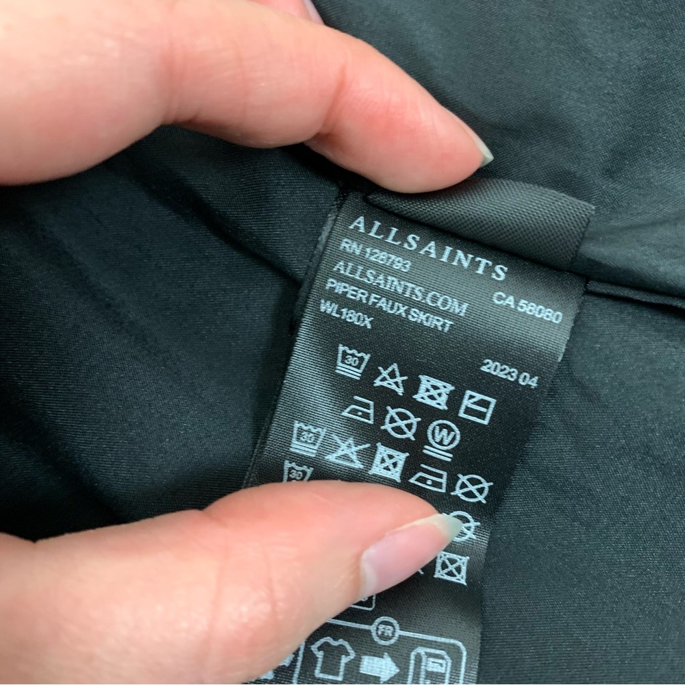 Allsaints black piper faux skirt size 4 - Picture 5 of 12